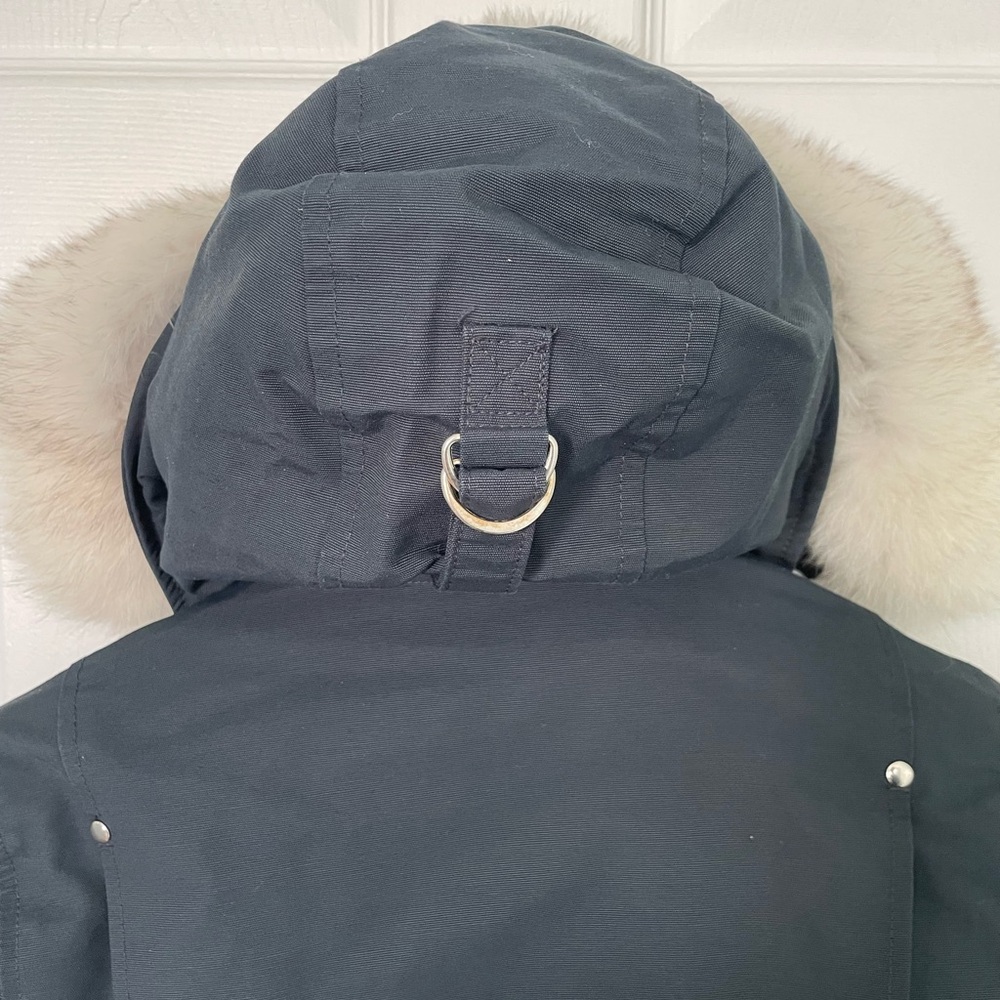 Women’s Moose Knuckle Down Parka Jacket Size Small Navy - Picture 5 of 15